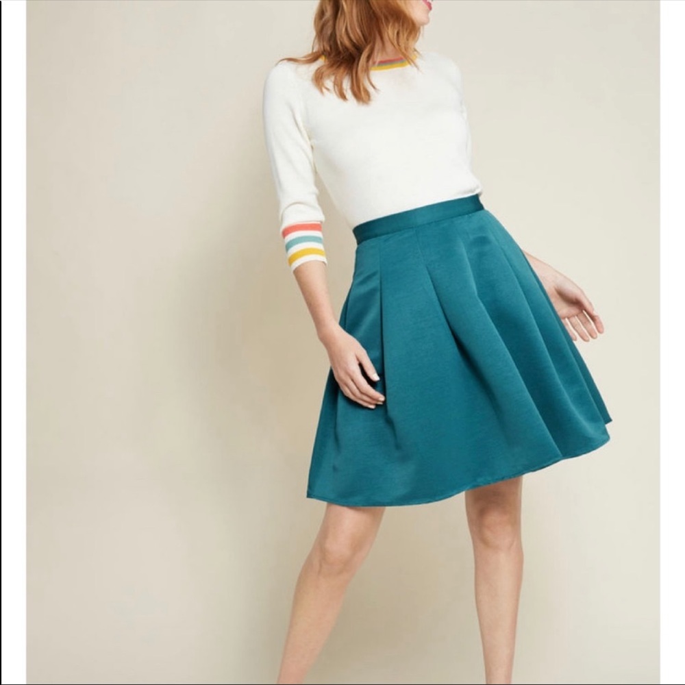 Ethereal Expression Pleated Skirt in Teal